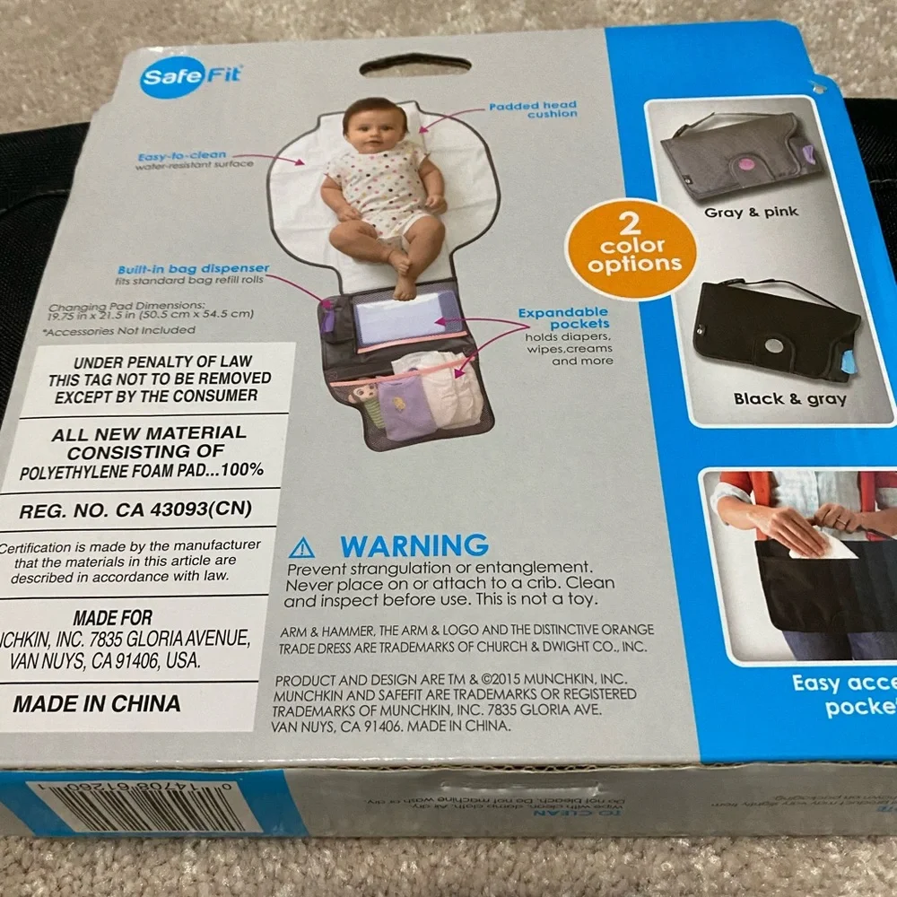 new safefit deluxe extra large black diaper change pad multiple storage pockets